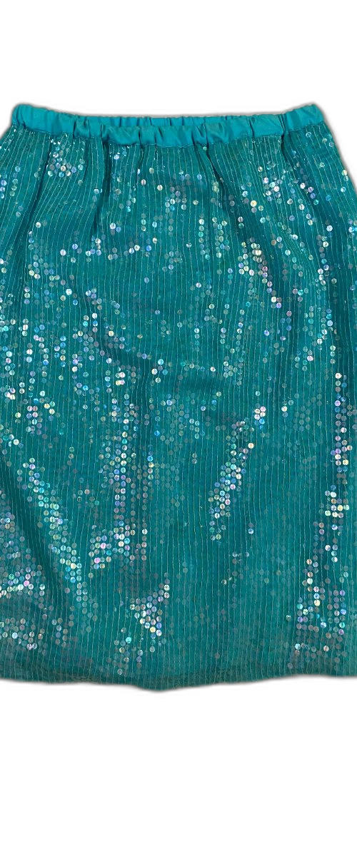 Teal Sequined Pencil Skirt