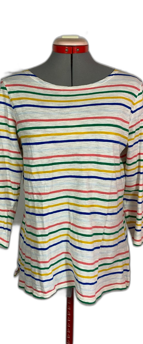 Multi-Colored Striped Three-Quarter Sleeve Tee